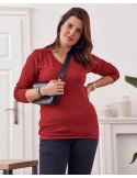 Bluza cu maneca lunga Plus Size, visiniu FK568 - Magazin online - Boutique